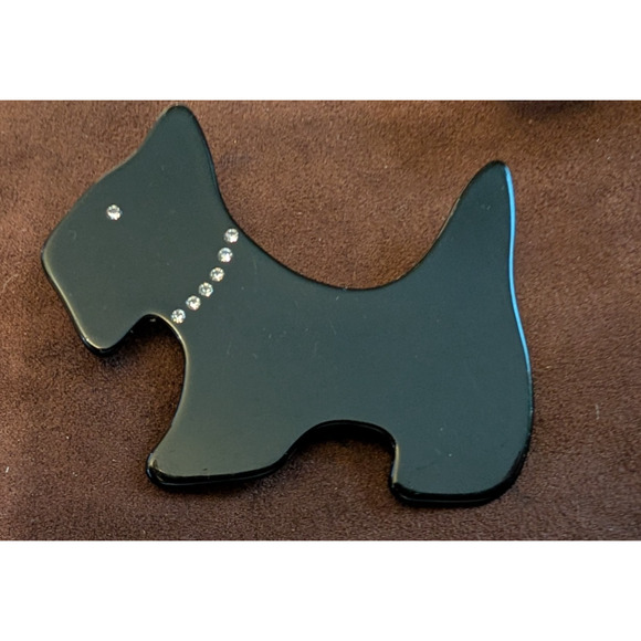 AGATHA PARIS Black Scottie Dog Scottish Terrier Brooch Pin VGUC - Picture 1 of 4